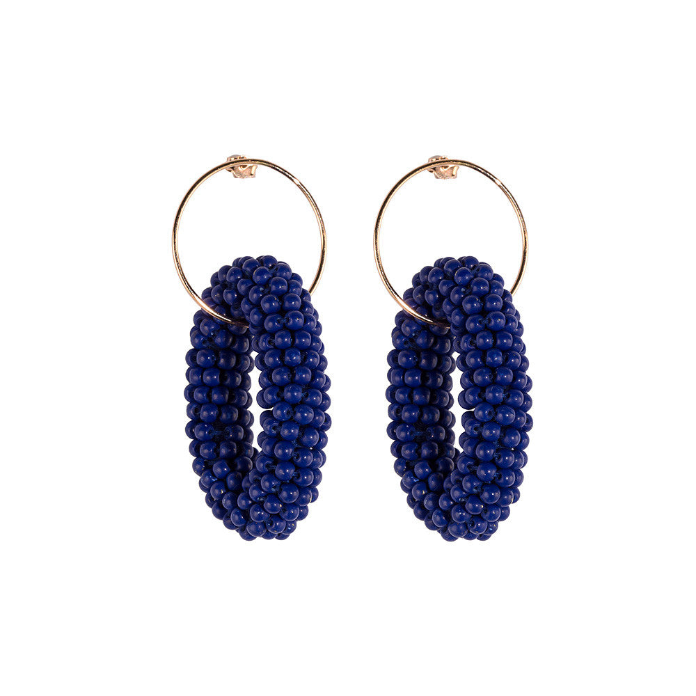 Lapis Oval Halka Küpe
