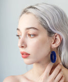 Lapis Oval Halka Küpe