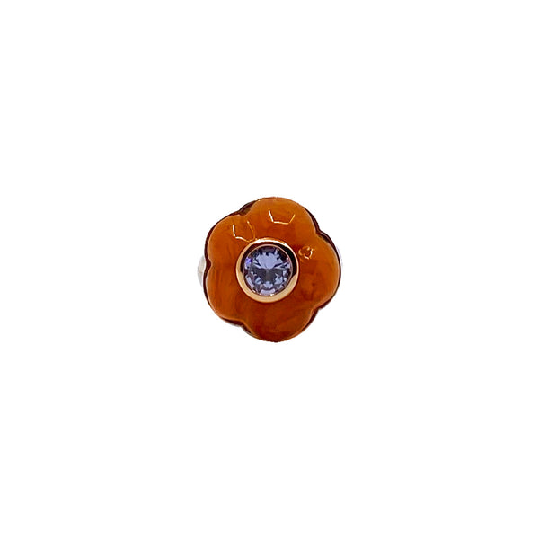 Amber Ametist Çiçek Yüzük