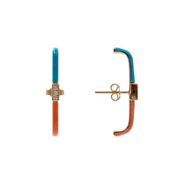 Mercan Turkuaz Mine Pırlantalı Earcuff