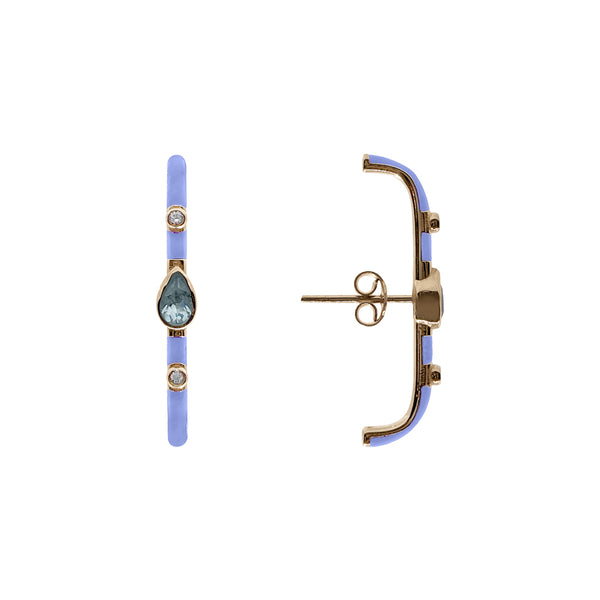 Lila Mine Aquamarin ve Pırlanta Earcuff